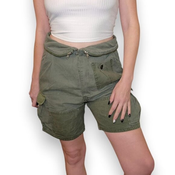 Isabel Marant Army Green Foldover Cargo Military Shorts
